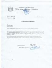 Letter of Acceptance for Supply and Delivery of Computer goods IFB No SQ/GOODS/SRM/02/2076/077
